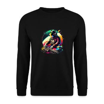 Funky Astronaut on a Mixing Table - Unisex Sweatshirt - black - Front - Alina (178cm) & Michal (187cm)