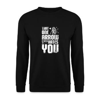 Drôle de tir à l’arc une flèche vous déteste - Sweat-shirt Unisexe - noir - Devant - Alina (178cm) & Michal (187cm)