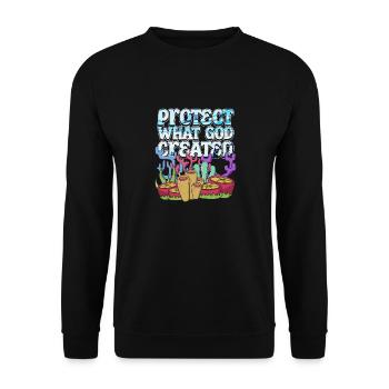 Protect Gods Creation Christianity Bible Coral - Unisex Sweatshirt - black - Front - Alina (178cm) & Michal (187cm)