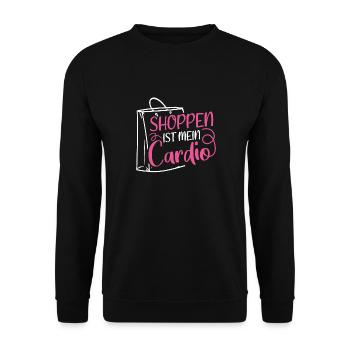 Shoppen Ist Mein Cardio! Shopper Spruch Bummeln Sh - Unisex Pullover - Schwarz - Vorne - Alina (178cm) & Michal (187cm)
