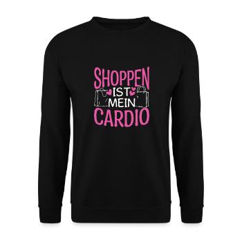 Shoppen Ist Mein Cardio! Shopper Spruch Einkaufen - Unisex Pullover - Schwarz - Vorne - Alina (178cm) & Michal (187cm)