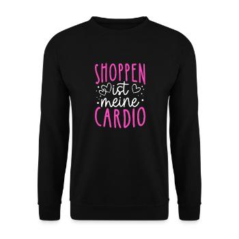 Shoppen Cardio Einkaufen Shopping Süchtig Shopping - Unisex Pullover - Schwarz - Vorne - Alina (178cm) & Michal (187cm)
