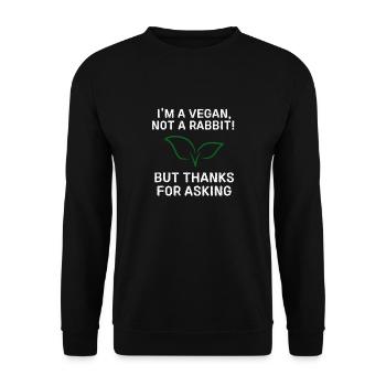 Citation humoristique drôle végétalien Je suis végétalien, pas un lapin! - Sweat-shirt Unisexe - noir - Devant - Alina (178cm) & Michal (187cm)