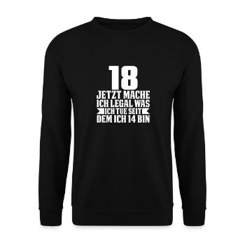 18. Geburtstag – Endlich ist alles legal - Unisex Pullover - Schwarz - Vorne - Alina (178cm) & Michal (187cm)