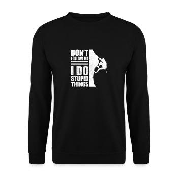 Bergsteigen folg mir nicht mache dumme sachen - Unisex Pullover - Schwarz - Vorne - Alina (178cm) & Michal (187cm)
