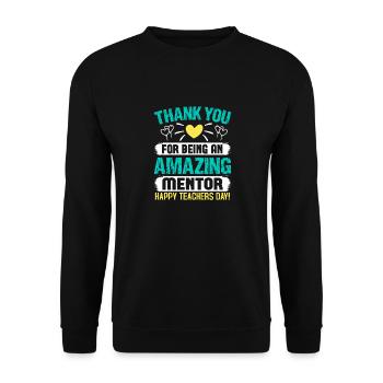 DANKE, DASS DU EIN GROSSARTIGER MENTOR BIST - Unisex Pullover - Schwarz - Vorne - Alina (178cm) & Michal (187cm)