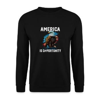 America Is Opportunity American Bald Eagle July 4 - Unisex Pullover - Schwarz - Vorne - Alina (178cm) & Michal (187cm)