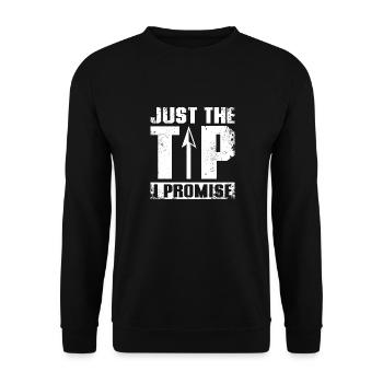 Just the tip I promise Archery - Unisex Sweatshirt - black - Front - Alina (178cm) & Michal (187cm)