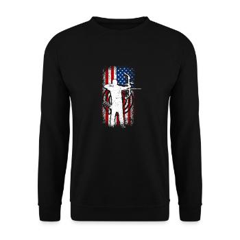 Usa Patriotic American flag 4th of July Archery - Unisex Sweatshirt - black - Front - Alina (178cm) & Michal (187cm)