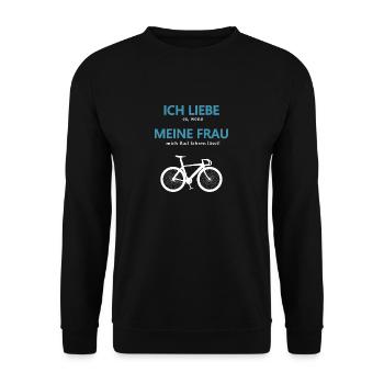 Rennrad- Liebe meine Frau Blau Weiß - Unisex Pullover - Schwarz - Vorne - Alina (178cm) & Michal (187cm)