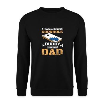 Mein Lieblings Cornhol Spieler nennt mich Papa - Unisex Pullover - Schwarz - Vorne - Alina (178cm) & Michal (187cm)