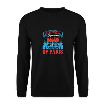 A UNGARO J’AI DÉCOUVERT LE FLOU LANGUEGE DE PARIS - Sweat-shirt Unisexe - noir - Devant - Alina (178cm) & Michal (187cm)