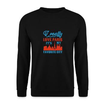 I REALLY LOVE PARIS IT S MY FAVORITE CITY - Unisex Sweatshirt - black - Front - Alina (178cm) & Michal (187cm)