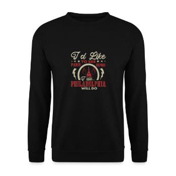 J’AIMERAIS VOIR PARIS AVANT DE MOURIR PHILADELPHIE - Sweat-shirt Unisexe - noir - Devant - Alina (178cm) & Michal (187cm)