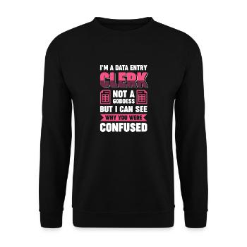 Im a Data Entry Clerk not a goddess - But i can - Unisex Sweatshirt - black - Front - Alina (178cm) & Michal (187cm)