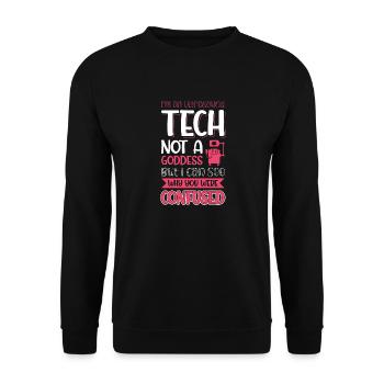 Ich bin ein Ultraschalltechniker, keine Göttin - Aber ich kann - Unisex Pullover - Schwarz - Vorne - Alina (178cm) & Michal (187cm)