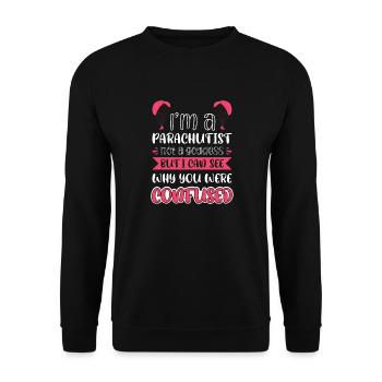 Je suis un parachutiste pas une déesse - Mais je peux voir - Sweat-shirt Unisexe - noir - Devant - Alina (178cm) & Michal (187cm)