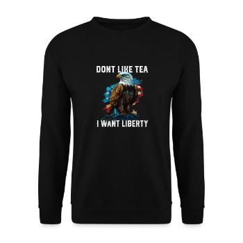 Je n’aime pas le thé Je veux la liberté Quatrième Juillet - Sweat-shirt Unisexe - noir - Devant - Alina (178cm) & Michal (187cm)