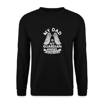 Mon père est mon ange gardien Drôle de fête des pères - Sweat-shirt Unisexe - noir - Devant - Alina (178cm) & Michal (187cm)