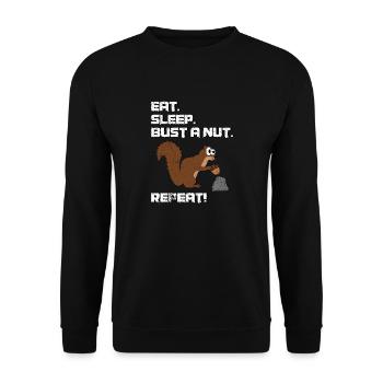 Eat Sleep Bust A Nut Repeat, Squirrel Pun - Unisex Sweatshirt - black - Front - Alina (178cm) & Michal (187cm)