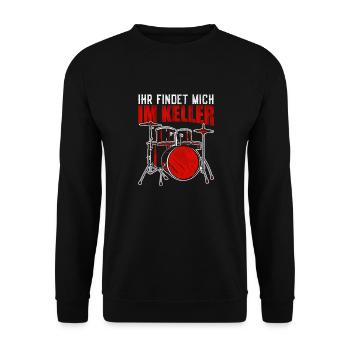 Schlagzeuger Geschenk Trommel - Unisex Pullover - Schwarz - Vorne - Alina (178cm) & Michal (187cm)