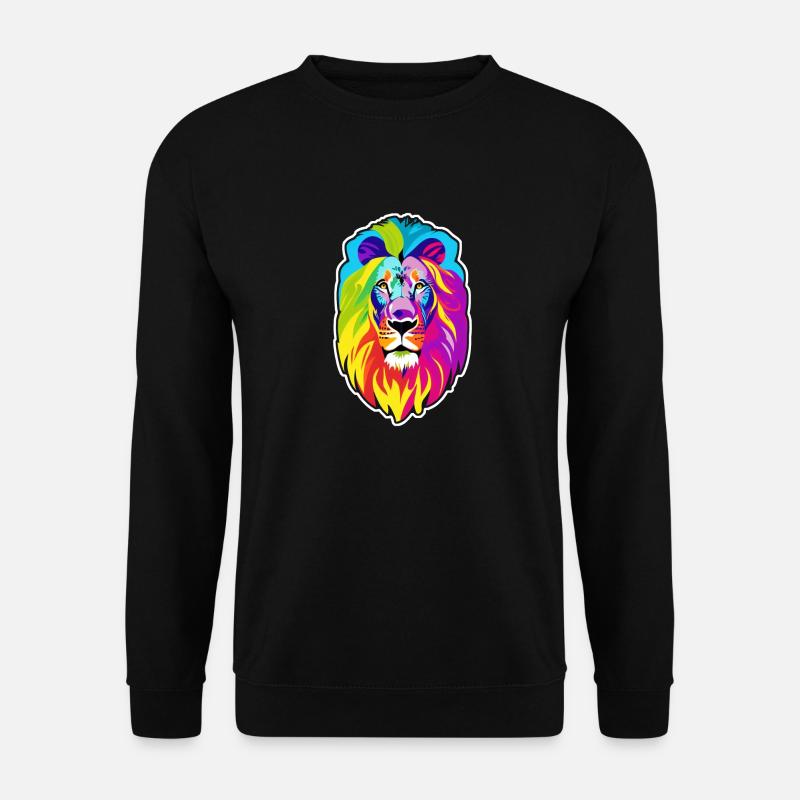 Tete de lion multicolore - Sweat-shirt Unisexe - noir