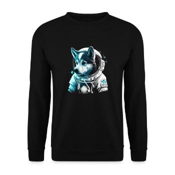 Un husky astronaute mignon - Sweat-shirt Unisexe - noir - Devant - Alina (178cm) & Michal (187cm)