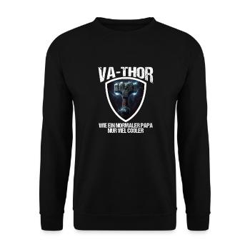 Papa Vathor Va Thor Vatertag Vatertagsgeschenk - Unisex Pullover - Schwarz - Vorne - Alina (178cm) & Michal (187cm)