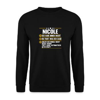 Nicole - Unisex Pullover - Schwarz - Vorne - Alina (178cm) & Michal (187cm)