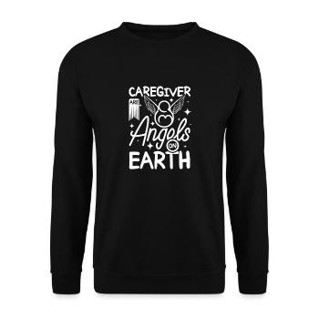 Betreuer sind Engel auf Erden - Unisex Pullover - Schwarz - Vorne - Alina (178cm) & Michal (187cm)