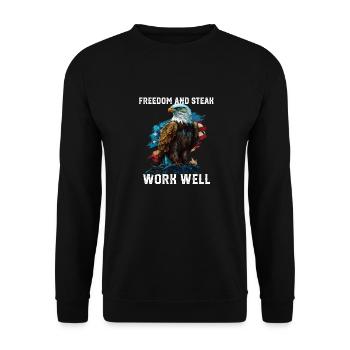 Freedom and Steak Work Well Griller Fourth of - Unisex Sweatshirt - black - Front - Alina (178cm) & Michal (187cm)