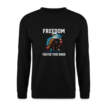 Freedom Tastes This Good Patriotic Patriotism - Unisex Pullover - Schwarz - Vorne - Alina (178cm) & Michal (187cm)