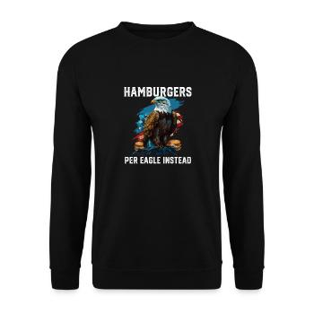 Hamburgers Per Eagle Instead Patriotic USA Flag - Unisex Sweatshirt - black - Front - Alina (178cm) & Michal (187cm)