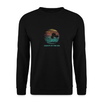 Cardiff By The Sea California Cool Souvenir - Unisex Sweatshirt - black - Front - Alina (178cm) & Michal (187cm)