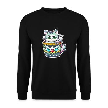 petit chat kawaii - mignon - manga - Sweat-shirt Unisexe - noir - Devant - Alina (178cm) & Michal (187cm)