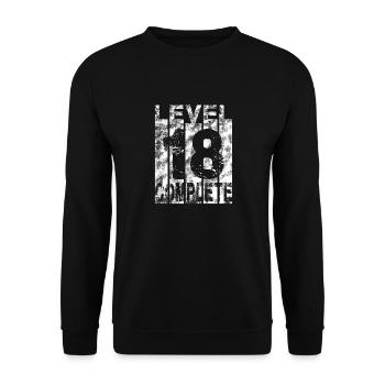 lustiges 18. Geburtstag Junge Mädchen Level 18 Jah - Unisex Pullover - Schwarz - Vorne - Alina (178cm) & Michal (187cm)