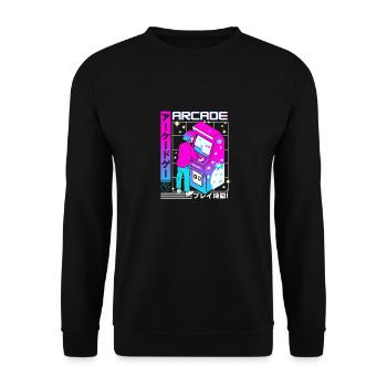 Retro Futuristic Series: Japanese - Arcade - Unisex Sweatshirt - black - Front - Alina (178cm) & Michal (187cm)