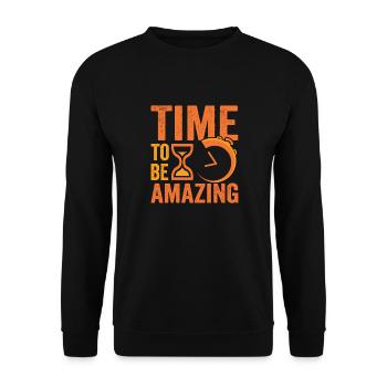 Zeit, Erstaunliches Sanduhr Zu Sein - Unisex Pullover - Schwarz - Vorne - Alina (178cm) & Michal (187cm)