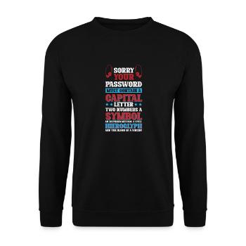 Désolé, votre mot de passe doit contenir une majuscule - Sweat-shirt Unisexe - noir - Devant - Alina (178cm) & Michal (187cm)
