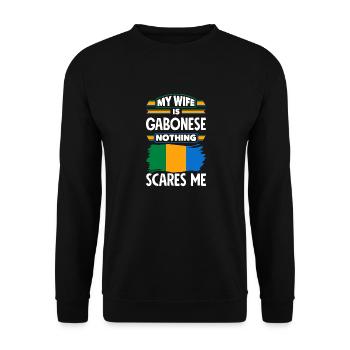 Gabonais Gabon Drapeau gabonais Ma femme est gabonaise - Sweat-shirt Unisexe - noir - Devant - Alina (178cm) & Michal (187cm)
