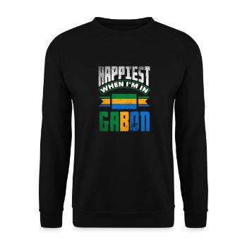 Gabonais Gabon Drapeau Gabonais Le plus heureux quand je suis - Sweat-shirt Unisexe - noir - Devant - Alina (178cm) & Michal (187cm)