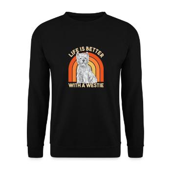 West Highland White Terrier Westie - Unisex Pullover - Schwarz - Vorne - Alina (178cm) & Michal (187cm)