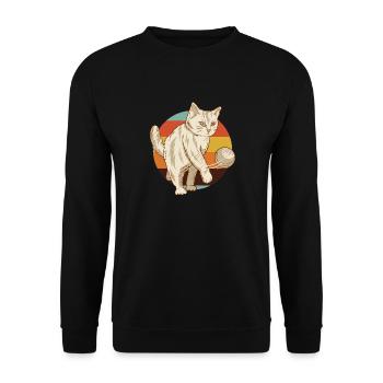 Funny and cute Cat with a ball - Unisex Sweatshirt - black - Front - Alina (178cm) & Michal (187cm)