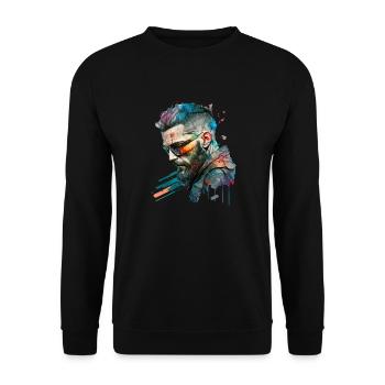 Cyber dystopic No102 - Unisex Pullover - Schwarz - Vorne - Alina (178cm) & Michal (187cm)
