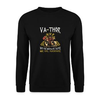 Herren Vathor - Vatertag Vatertagsgeschenk Viking - Unisex Pullover - Schwarz - Vorne - Alina (178cm) & Michal (187cm)