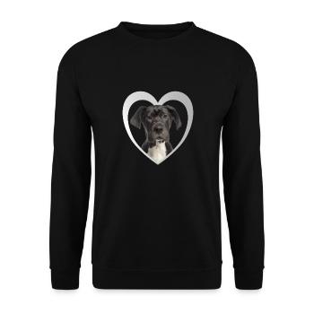 Great Dane Heart - J’aime le grand danois - Sweat-shirt Unisexe - noir - Devant - Alina (178cm) & Michal (187cm)