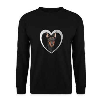 Deutscher Pinscher Herz - I Love Deutsche Pinscher - Unisex Sweatshirt - black - Front - Alina (178cm) & Michal (187cm)
