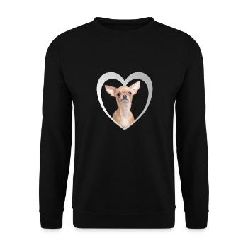 Chihuahua Love - Chihuahua Heart - I Love Chihuahua - Unisex Sweatshirt - black - Front - Alina (178cm) & Michal (187cm)