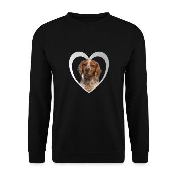 Epagneul Breton Herz - J’aime Epagneul Breton - Sweat-shirt Unisexe - noir - Devant - Alina (178cm) & Michal (187cm)