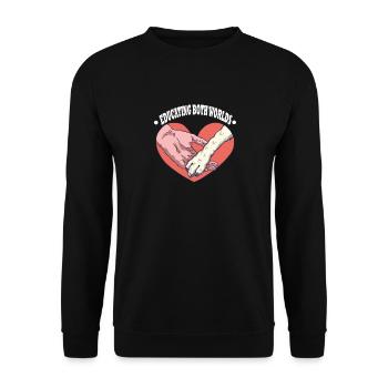 LES DEUX MONDES Pattes de chien Cœur Éduquer - Sweat-shirt Unisexe - noir - Devant - Alina (178cm) & Michal (187cm)